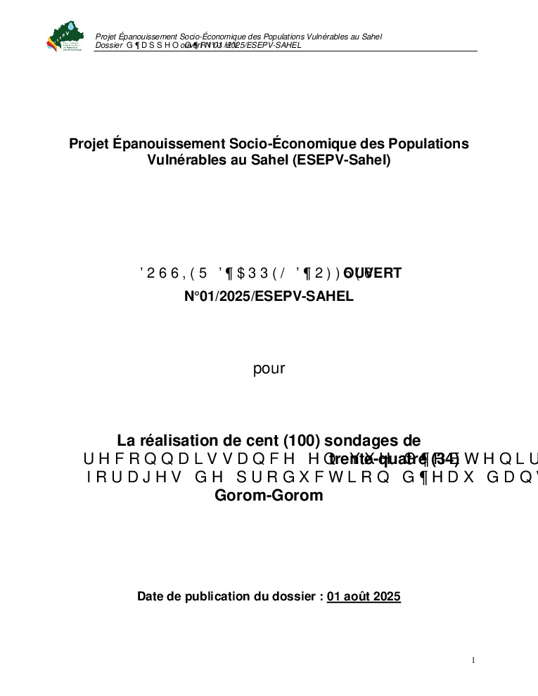thumbnail of DAO-Réalisation de forages dans la commune de Gorom-Gorom