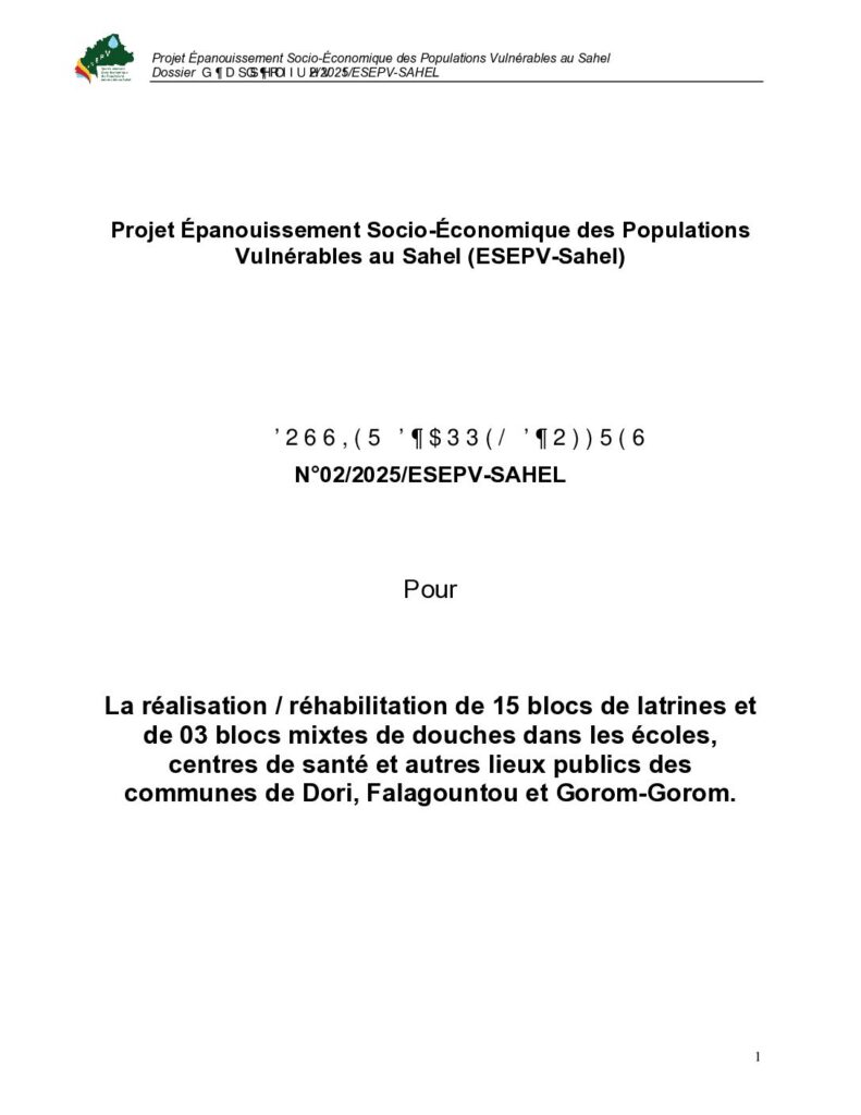 thumbnail of DAO travaux latrines Dori, Falagountou et Gorom-Gorom_VF